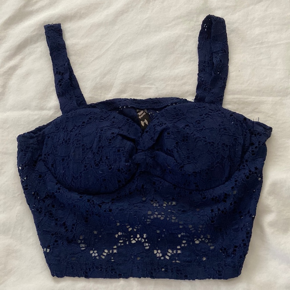 Dark navy blue lace like top